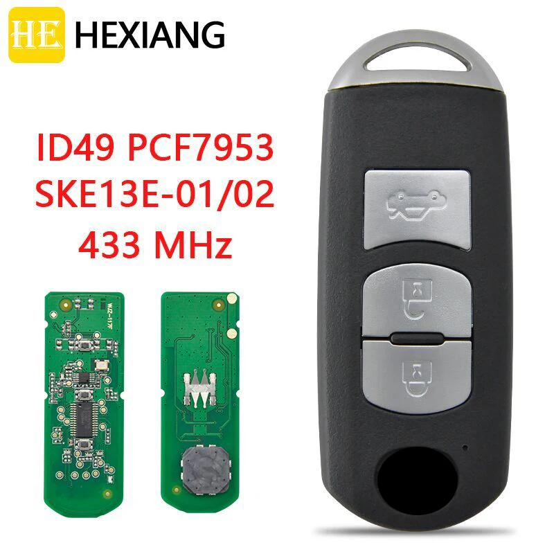 HEXIANG Car Remote Key For Mazda CX-3 CX-5 Axela Atenza With ID49 PCF7953 Chip 433MHz Model SKE13E-01/02