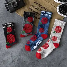 Ins/1 пара, стильные хлопковые носки с розой, плотные спортивные носки скейтборд, носки для девочек и мальчиков, уличная хип-хоп пара носков
