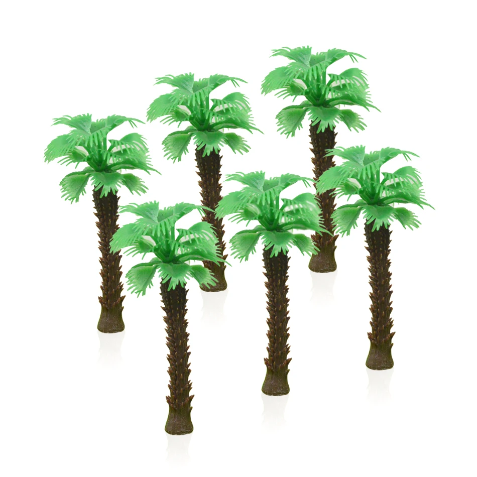 

50pcs 10/12cm height model green palm trees toys miniature architecture seashore color plants for tiny diorama beach scenery