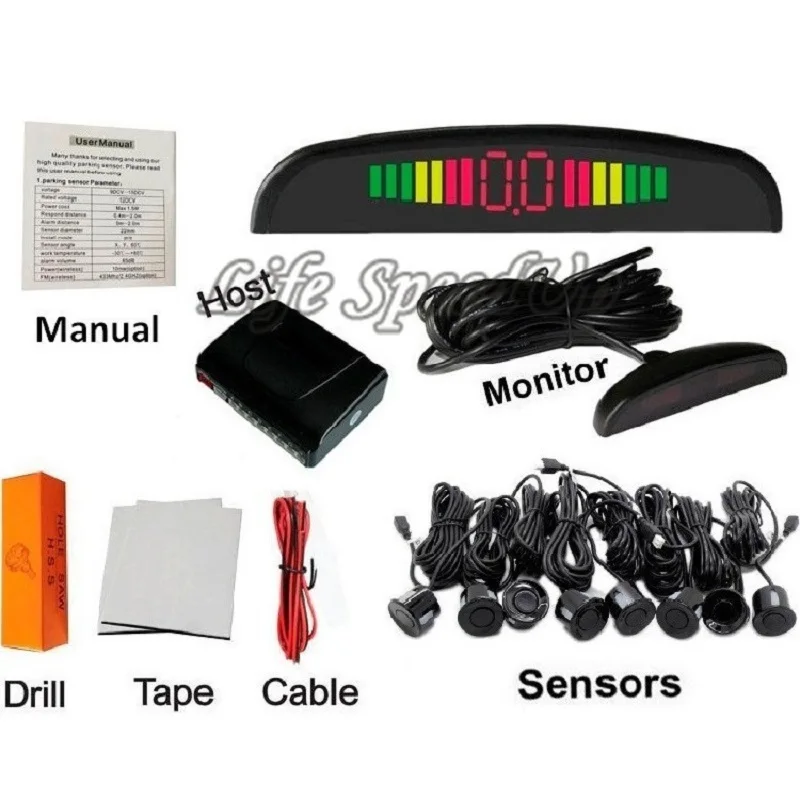 

Wholesale cars detector parktronik 8 sensor parking system kit automotivo alert radar work as the car assist with 64 colors