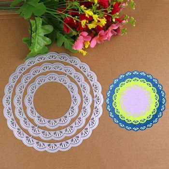 

14cm Round Dies Leaf Circle Metal Cutting Dies Scrapbooking Die Cut Stencil for DIY Handmade Paper Card Template Embossing Tools