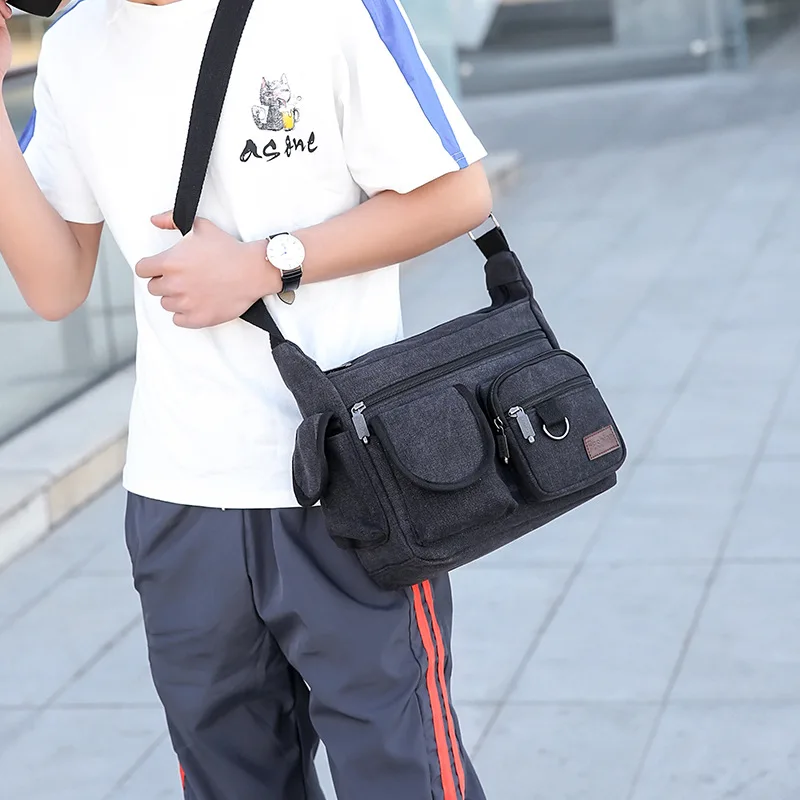 

Men Most New Style Canvas Single Shoulder Backpack Oblique Bag Trend of Fashion Classic Version-Shaped Ultra Large Capacity
