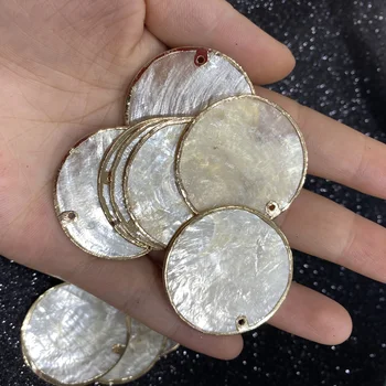 

Round Natural Shell Pendants Yellow Mother of Pearl Shells Pendant Charms For Jewelry Making DIY Earring Necklaces Size 35x35mm