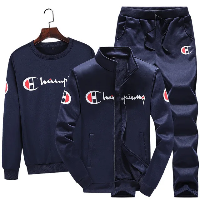 

2019 Spring And Autumn Running Sports Set MEN'S Outerwear Students Casual Wear Three-piece Set Cardigan Stand Collar Youth Tops