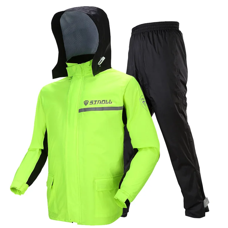 Very best  SINOLL Waterproof Motorcycle Rain Suit Raincoat+Rain Pants Poncho Motorcycle Rain Jacket Riding Mot