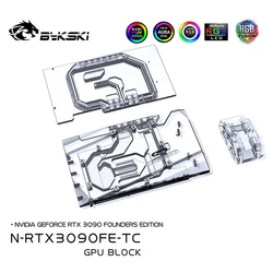 Bykski – bloc de refroidissement à eau avec processeur NVIDIA Geforce RTX N RTX3090FE TC, avec voie maritime, plaque arrière en cuivre, édition fondatrice, 3090 