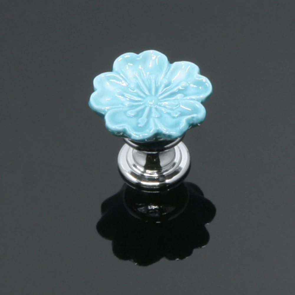 Furniture Vintage Home Single Hole Ceramic Accessories Door Knobs Cupboard Flower Shape Cabinet Handle Drawer Pulls Wardrobe DIY