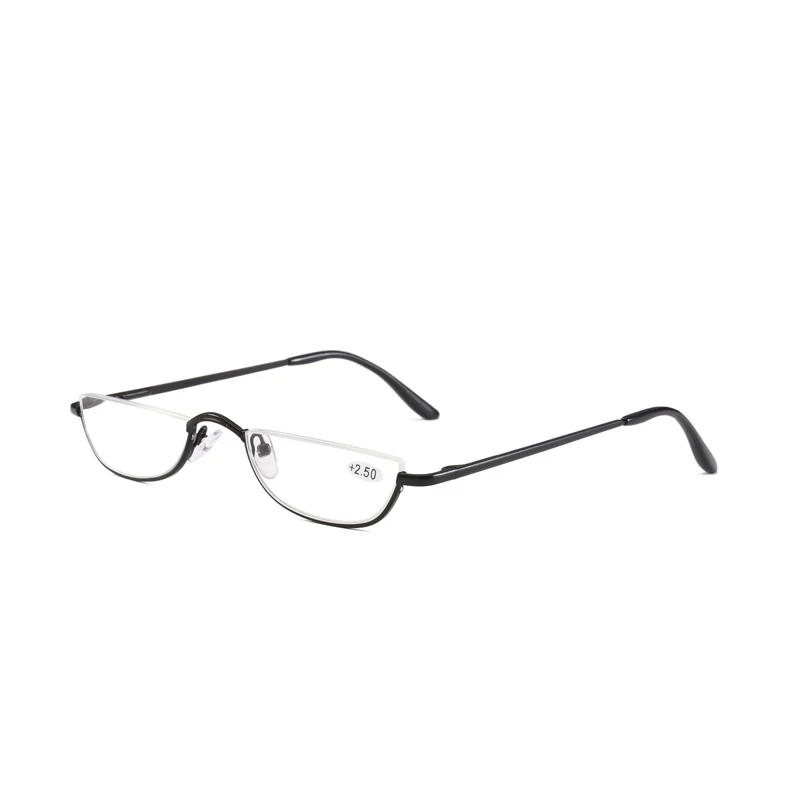 IBOODE солнцезащитные очки "кошачий глаз" Половина неокаймленные очки для чтения Для женщин Для мужчин Металл полуоправы ретро солнцезащитные очки пресбиопические очки, мужские и женские очки - Цвет оправы: Черный