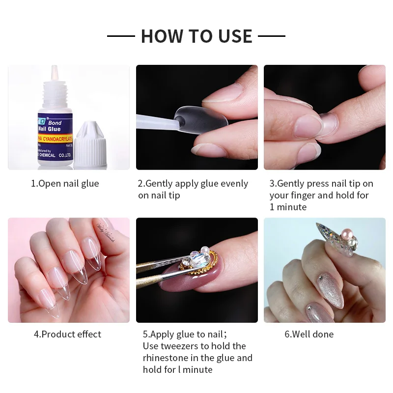 Pegamento de uñas para puntas de uñas acrílicas, decoración de uñas  profesional de secado rápido, Gel de puntas de uñas falsas súper adhesivo  para extensión de manicura - AliExpress