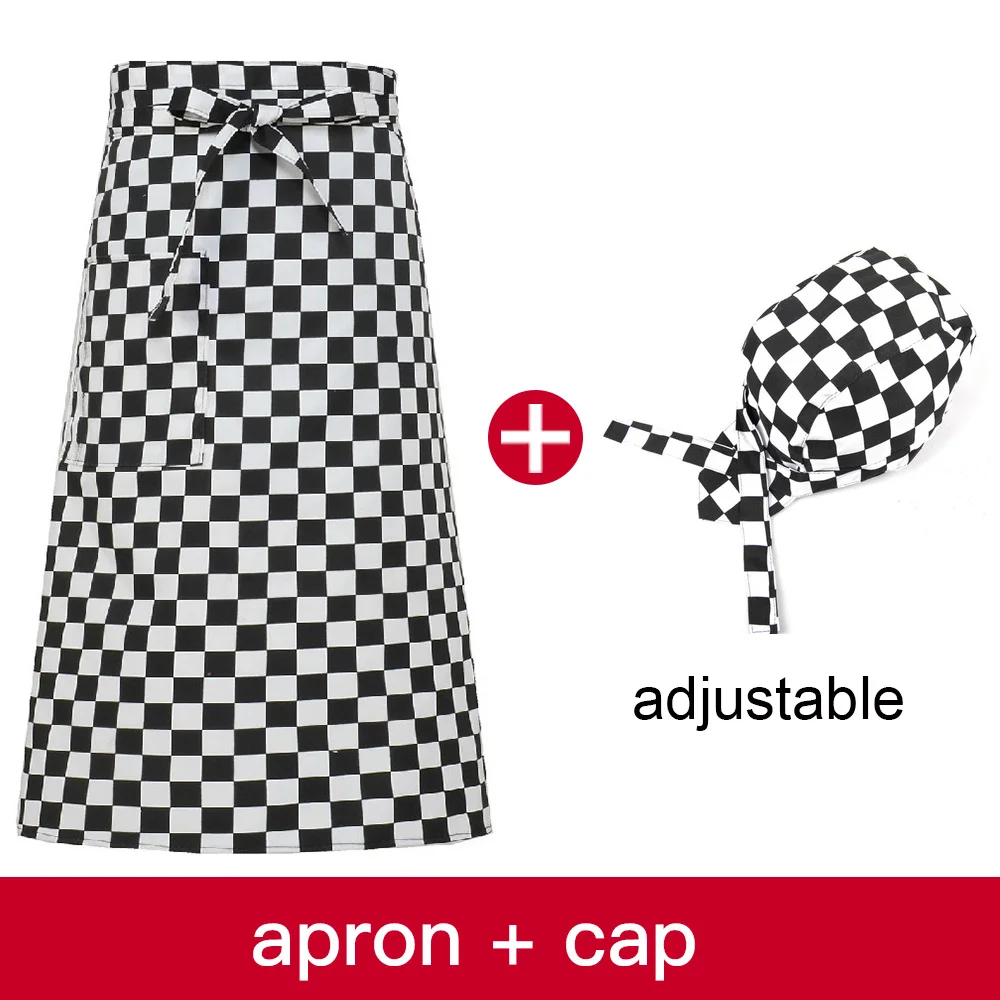 High Quality restaurant Hotel chef cap cotton waiter chefs hat + apron work clothes apron chef uniform works