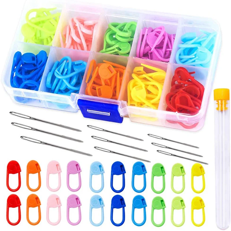 

LMDZ Stitch Ring Markers Locking Counter Crochet Clips Colorful Knitting Marker Painted Pin Stitch Needle Clip Knitting Kit