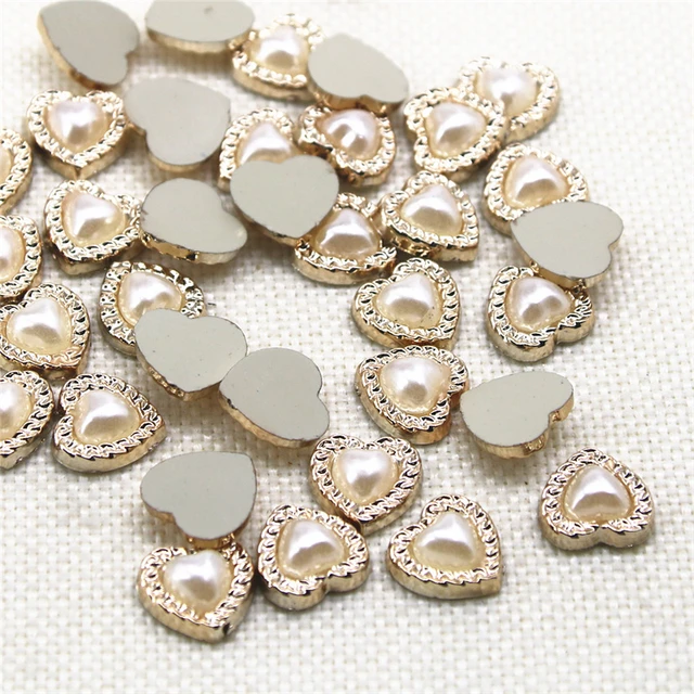 Golden color Ivory pearl Button Resin Flatback Simulated pearl Buttons Home  Garden Crafts Cabochon Scrapbooking