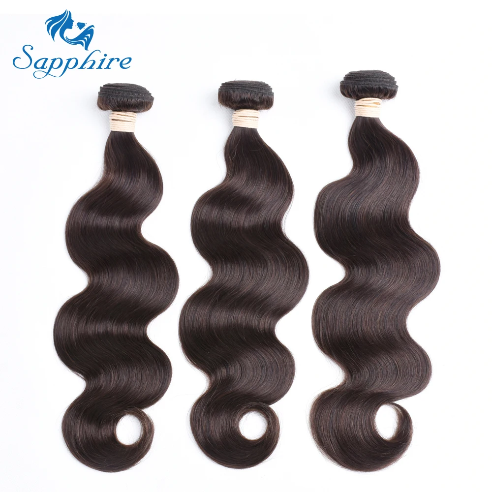 Sapphire Body Wave Hair Weave Bundles 2# Color Brazilian Human Hair weaving 8-24inch non Remy human Hair Extension