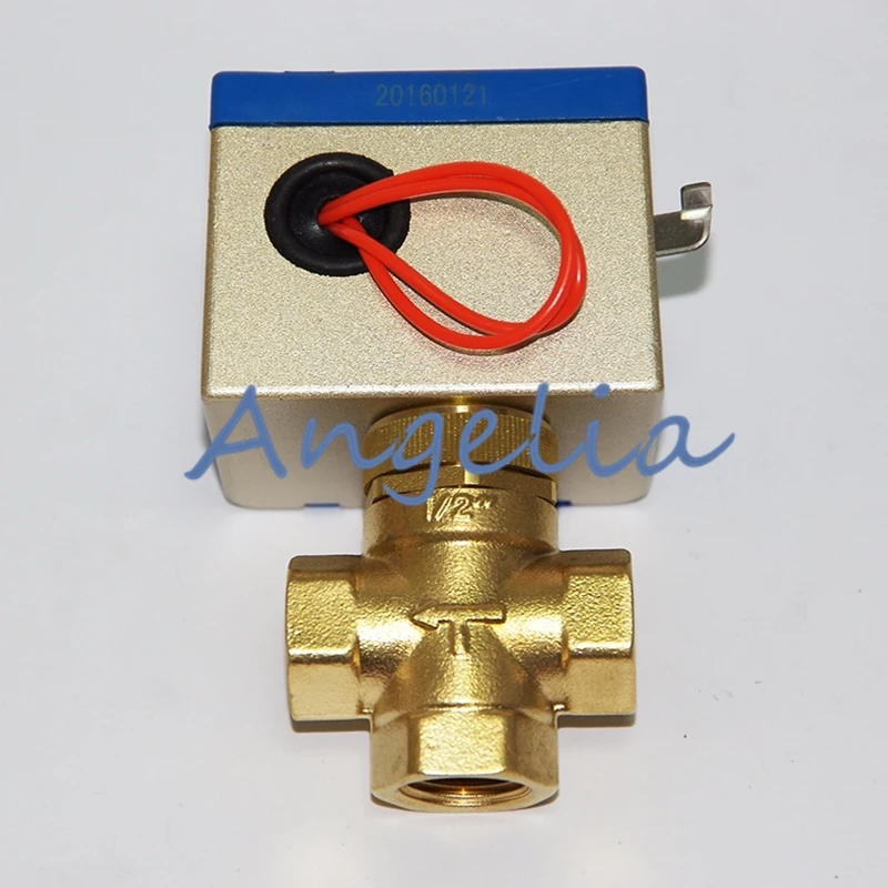 AC220V 1/2" BSP DN15 Brass 3 Way Motorized Valve Electrical Actuator For Central Air-conditioning Fan | Обустройство дома
