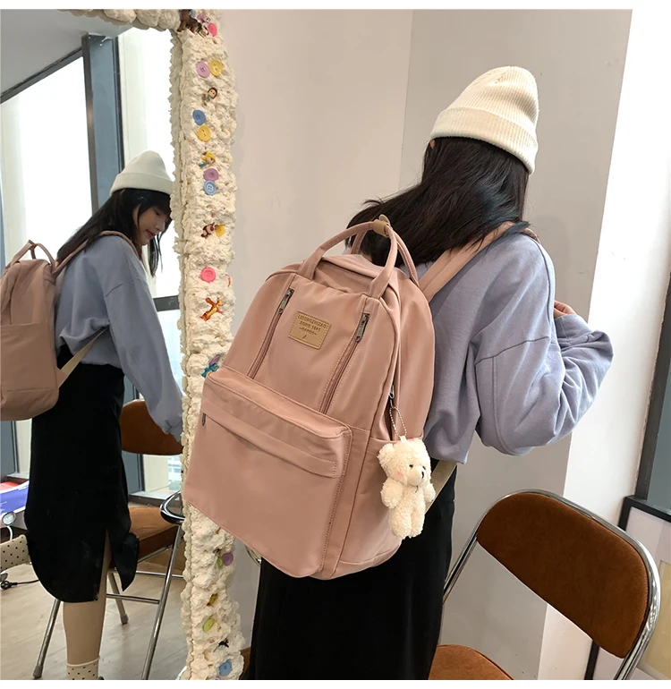 JULYCCINO  Multifunction Double Zipper Women Backpack Teenager Girls Laptop Backpack Student Shoulder Bag Korean Style Schoolbag fashionable travel backpacks