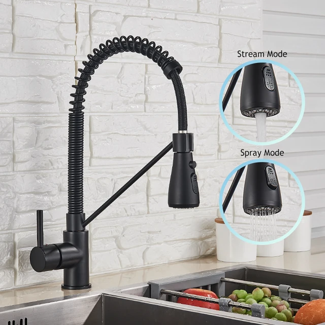 Robinet De Cuisine En Laiton Noir 360 ​​rotation Mitigeur Pour