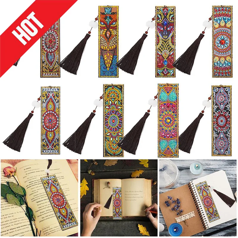 5D DIY алмазная живопись кожаная Закладка с кисточкой книжные знаки специальная