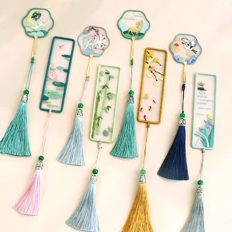 女性キーホルダーdiy刺繍かわいいカップル手作りキット裁縫古典創造タッセルペンダント竹蘭キツネヴィンテージ キーホルダー Aliexpress