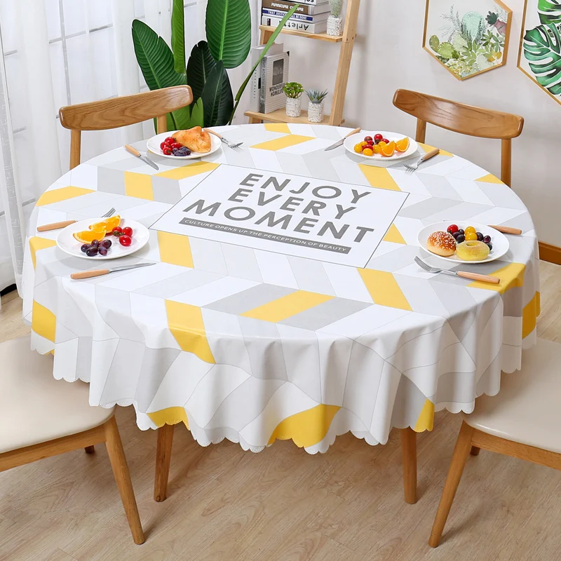 

2019 New Waterproof Table Cloth Pvc Plastic Round Table Cloth Pastoral Kitchen Tablecloth Oilproof Waterproof Table Covers Mats