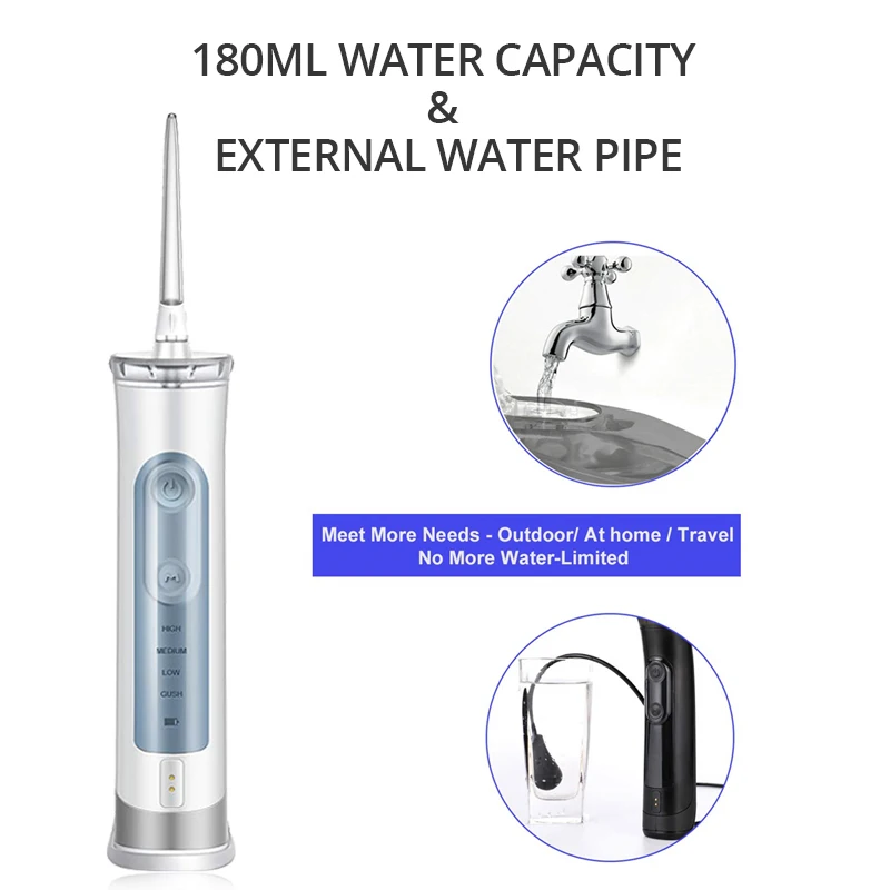  Oral Irrigator for Oral Care Portable Water Flosser with Pump 120PSI IPX7 Waterproof USB Rechargeab