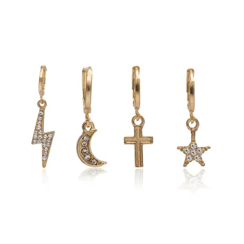 

3Pcs/Set Simple Star Moon Cute Earrings Set For Women Lovers small Hoops Geometric fine Pearl Crystal CZ earrings 2020 New Gifts