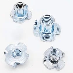 10pcs M4 M5 M6 M8 M10 Thickened Steel Four Claws Speaker Nut Blind Pronged Insert T-Nut for Wood Furniture Length=8-17mm