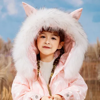 

style of new fund of 2020 autumn winters is long money white duck down heavy hair coat collar children a undertakes