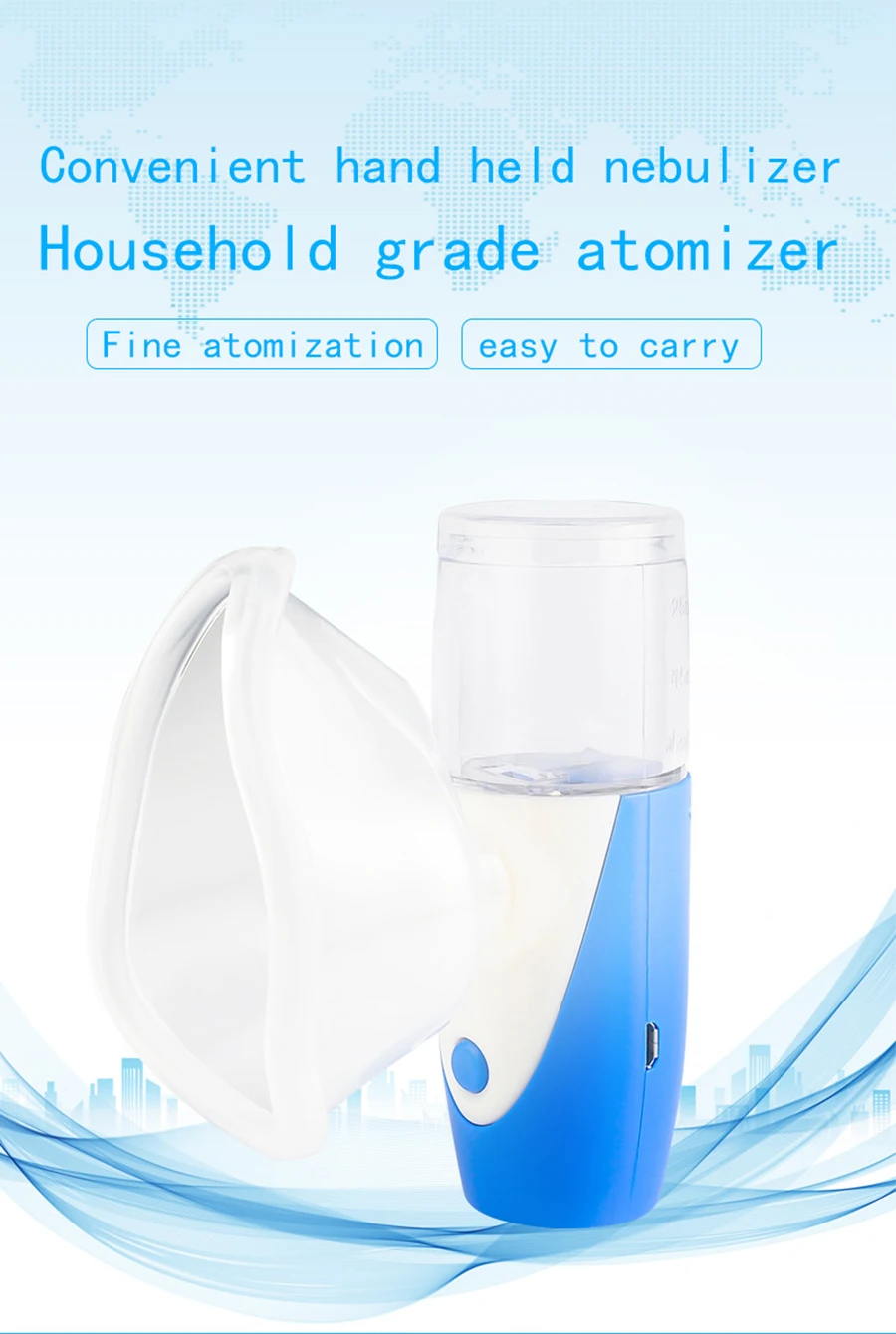 Portable Medical Mesh Nebulizer Freepower Fine Particles Ultrasonic Humidifier Atomizer Handheld Asthma Therapy Inhaler for Baby