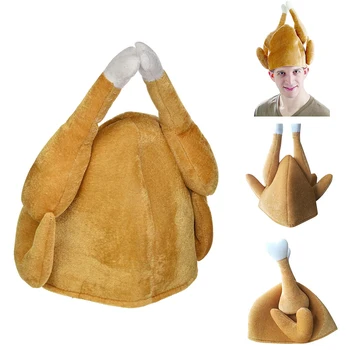 

Party Hat Roasted Turkey Hat Plush Adults Hat Thanksgiving Day Entertaining Christmas Party Quirky Costume Caps 2020 Christmas