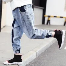 В году, новые стильные осенние джинсы с большими карманами в Корейском стиле обтягивающие штаны в западном стиле