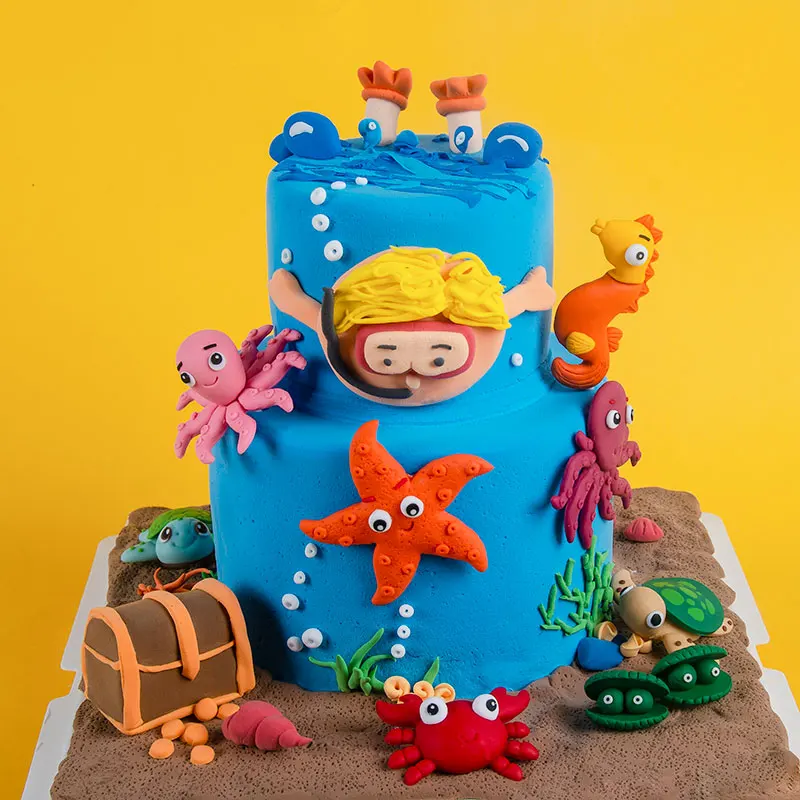 CakeTopperOceanThemeBabyKidsToysStarfishMermaidTortoise