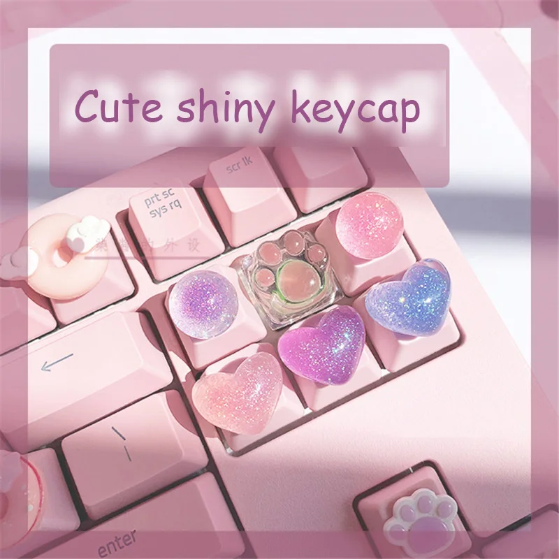 Teclado Mecânico Feito à Mão r4 Chaves Pbt Cor Keycaps Anime Chaveiro Personalizado Bonito Asas de Cristal - Imagem 2
