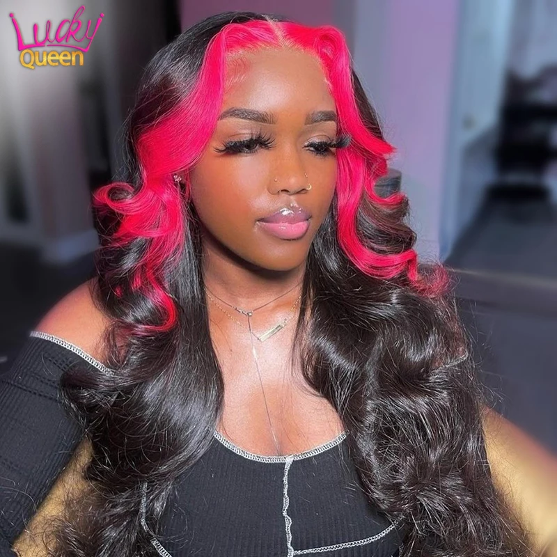 Highlight Pink Green Body Wave Wig Brazilian Human Hair Wigs Pre Plucked Pink Root Lace Frontal Wig Transparent Lace For Women 3 Highlight Pink Green Body Wave Wig Brazilian Human Hair Wigs Pre Plucked Pink Root Lace Frontal Wig Transparent Lace For Women 3