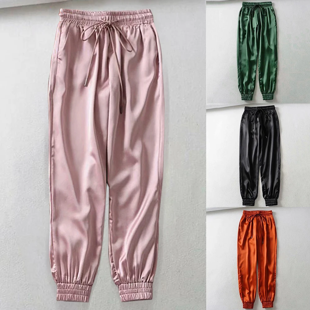 

Casual Women Sport Pants Elastic Waist Loose Drawstring Pencil Pantalon Femme Striped Gym Trousers Stretch Stretch Joggers