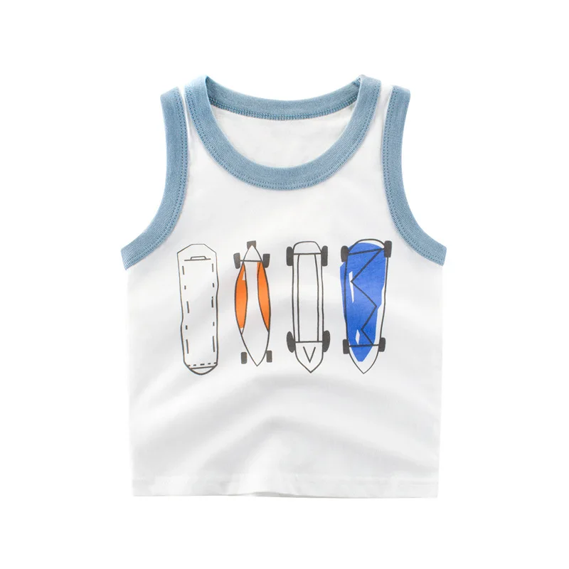 Summer Children Boy Vests Clothing 100% Cotton Dinosaur Cartoon Baby Boys Girls Tops Clothes Kids Cute Bottoming Undershirts