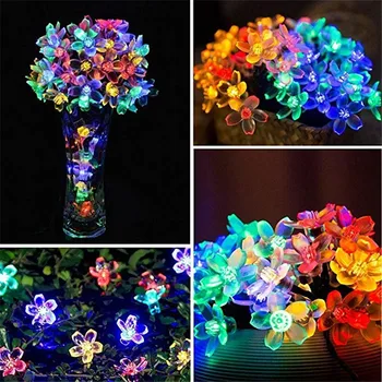 

20 50 100 200 LEDS Peach Blossom Flower Solar Power LED String Fairy Lights Garlands Garden Christmas Decor For Outdoor Lamp