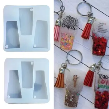 

Wine Bottle Key Ring Epoxy Mold DIY Baking Tool Fondant Chocolate Cake Silicone Molds Dried Flower Resin Decorative DIY Hand C