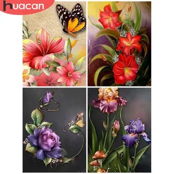 

HUACAN 5D Diamond Painting Full Square Flowers Butterfly Diamond Embroidery Home Decoration Diamond Art