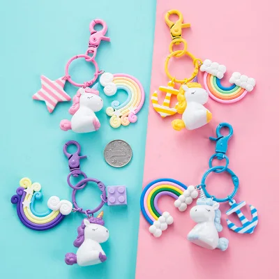 

New Unicorn Rainbow Pandent Keychain 4 Styles PVC Kawaii Keychain High Quality Bag Phone Decor Gift