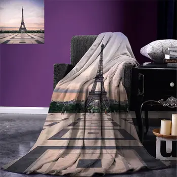 

Paris City Decor Throw Blanket Trocadero and Eiffel Tower at Sunshine Paris Skyline Historic Landscape View Blanket for Bed