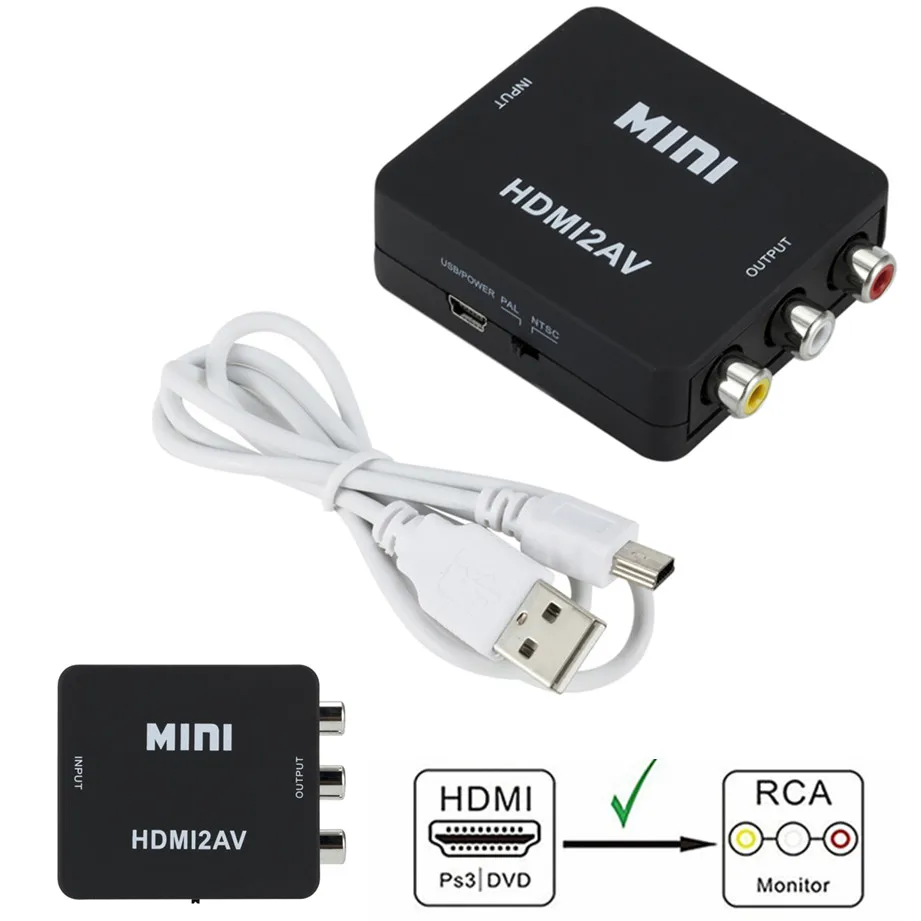 1080P HDMI to AV Video Scaler and Converter Adapter
