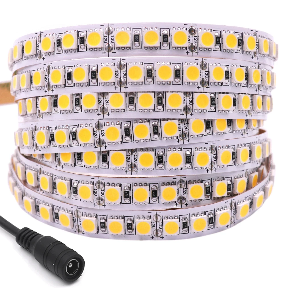 

5050 RGB Led Light Strip 12V 120LED 60LED Waterproof Ribbon Light Warm White DC Plug Flexible LED Strip Tape Home Decoration