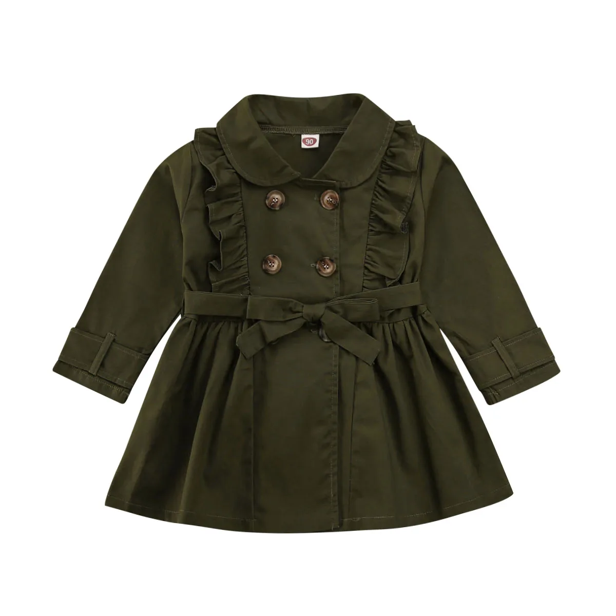 Пальто для маленьких девочек повседневная куртка с длинными рукавами плащ ветровка верхняя одежда для детей 1-7 лет - Цвет: B