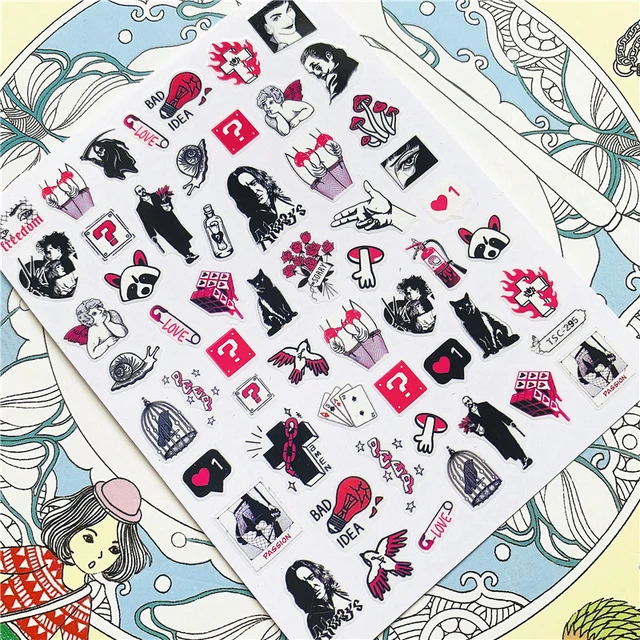 TSC-293 TSC-287 Japanese cartoon anime clown character 3D Back glue Nail Art Stickers Decals Sliders Nail ornament decoration TSC-295