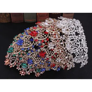

1pc Baroque Style Luxurious Crown Vintage Alloy Rhinestone Inlaid Hair Hoop for Bride (Rose Gold Rhinestone)
