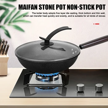 

Frying Pan with Lid Non-Stick Granite Small Frying Pan Wok Multifunctional Easy to Clean for Kitchen JS22