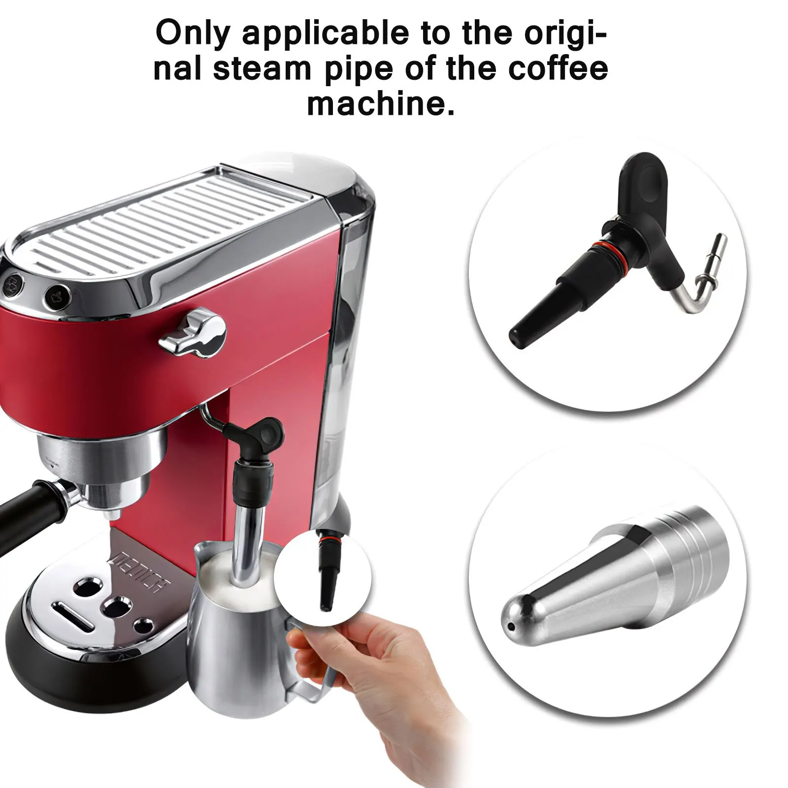 Suitable For Delonghi Coffee Machine Steam Nozzle One Hole Silicone Steam Nozzle Stainless Steel