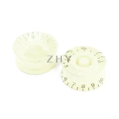 

2 Pcs White Clear Plastic Insulating Guitar Voice Rotary Knob 0-10dB