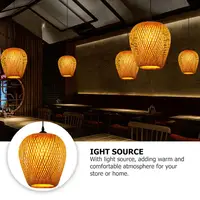 1pc Handmade Bamboo Chandelier Rattan Weaving Lighting 5