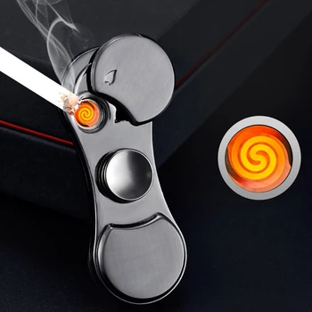 

Fingertip Gyro Metal Windproof Rechargeable Lighter Electplating Metal Tungsten Encendedor USB Rechrageable Cigarette Isqueiro